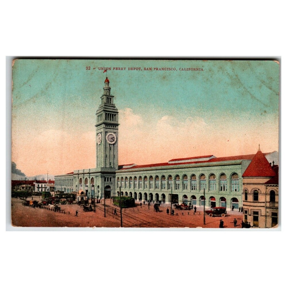 San Francisco Union Ferry Depot CA Postcard Early 1900s Ferry Building